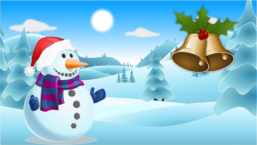 雪だるま、シーズン、クリスマス、休日、冬、雪、出現、ヤドリギ、ヒイラギ