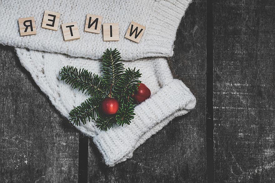 suéter, inverno, dezembro, fundo, texto