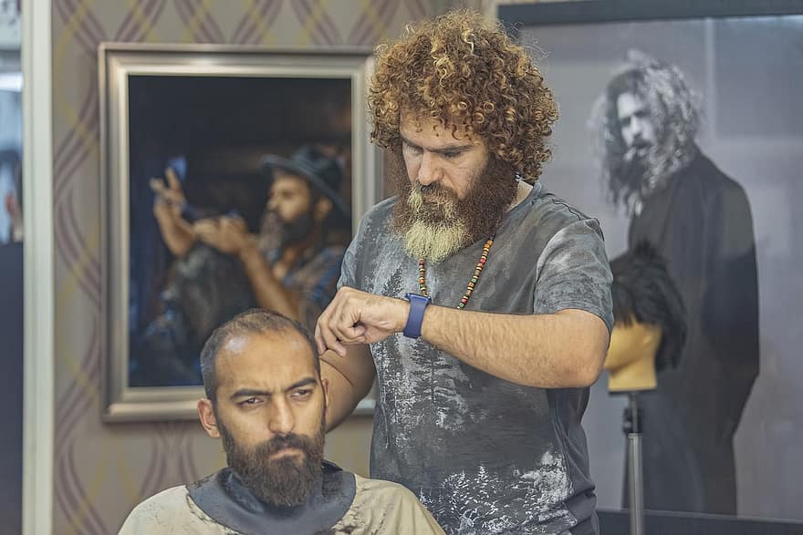 barberare, frisör, män, frisyr, hårstylist, iranier, perser, människor, livsstil, jobb, arbete