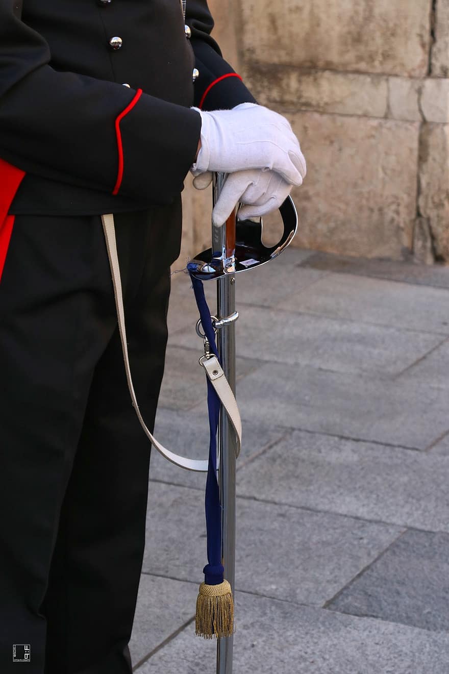 Polizist, Militär-, Uniform, bewachen, Heer, carabinieri, Italien, Schwert, Handschuhe, besonders, Rom