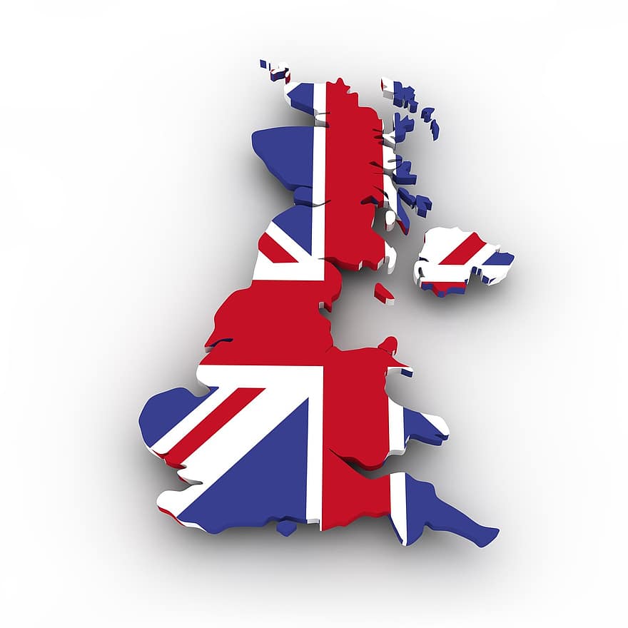 Karte, Vereinigtes Königreich, Flagge, Grenzen, Land, Staaten von Amerika