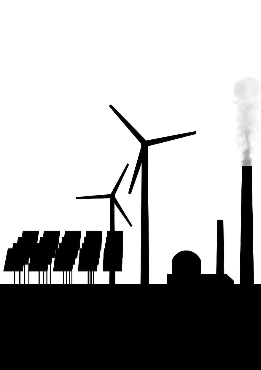 الطاقة ، تيار ، محطة توليد الكهرباء ، الخلايا الشمسية ، طاقة شمسية ، الطاقة الشمسية الضوئية ، كهرباء ، تقنية ، المروحة ، Windräder ، طاقة الرياح