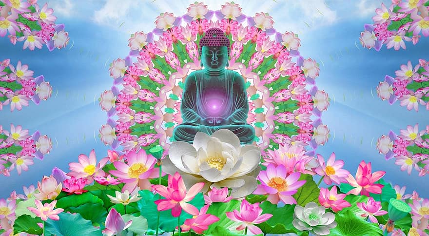 meditaatio, jooga, hengellinen, Buddha, Mandela, värikäs, taika-, rentouttava, mietiskellä, rauhallinen, kukat