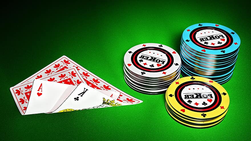 покер, карты, игорный, казино, везение, фишки для покера, играть, 3d