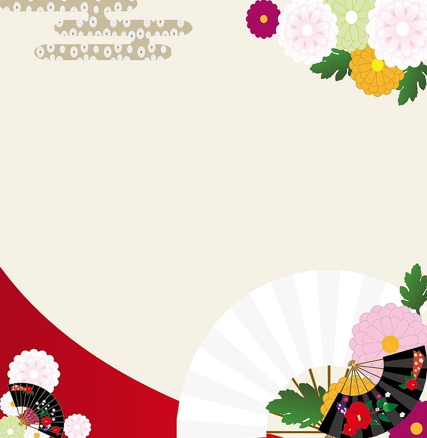 Japanske fans, japansk baggrund, japansk, guld, origami, japan, blomst, lyserød, blomstre, folding fan, blomster
