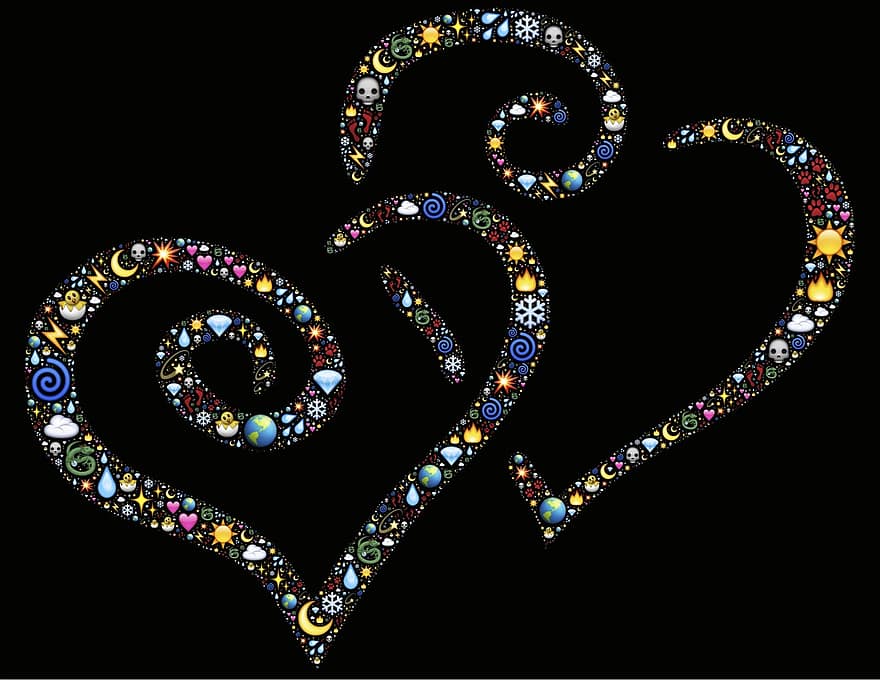 hati, semangat, hubungan, bersama, Mutualitas, emoji, alam, sihir, gaib, mistik, rohani