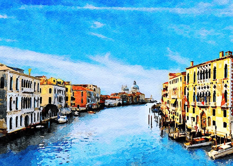 Большой канал, Венеция, Италия, Венеция, Италия, адриатический, архитектура, прекрасный, лодки, строительство, канал, городской пейзаж