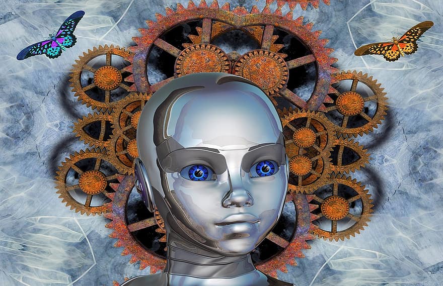 шестерня, робот, бабочка, технология, вперед, наука, Глобальный, искусственный, научная фантастика