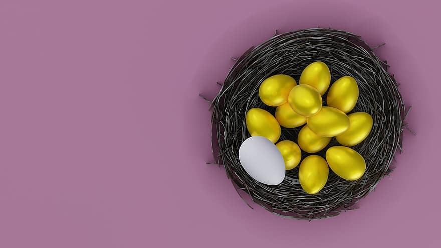 ouă, ouă de aur, cuib, Ouă de aur, vedere de sus, spațiu copie, fundal
