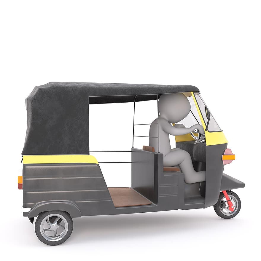 tuktuk, blanke man, 3d model, geïsoleerd, 3d, model-, volledige lichaam, wit, 3D man, vervoer-, mini