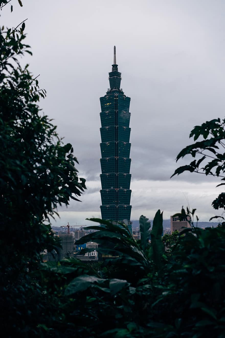 Taipei 101, rascacielos, Taipei, torre, arquitectura, edificio, punto de referencia, ciudad, cielo, horizonte, viaje