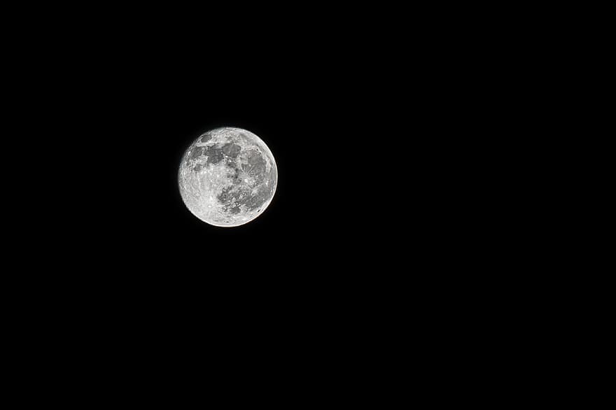 måne, fullmåne, satellit, natt, natthimlen