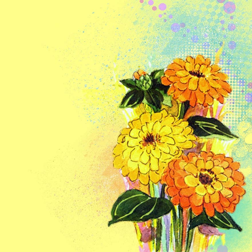 Background, Flowers, Yellow, Bright, Splashes, Scrapbooking, Decoupage, Nature, Spring, Plant, Floral