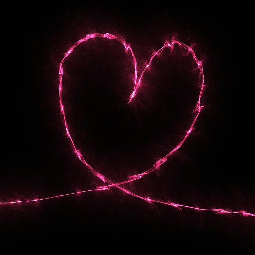 roze, liefde, hart-, vorm, Valentijn, neon-, zwarte liefde, zwart hart
