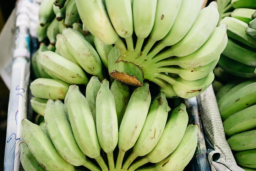 плодове, банан, храна, тропически, здрав, прясно, пазар, плантация, суров, органичен, свежест