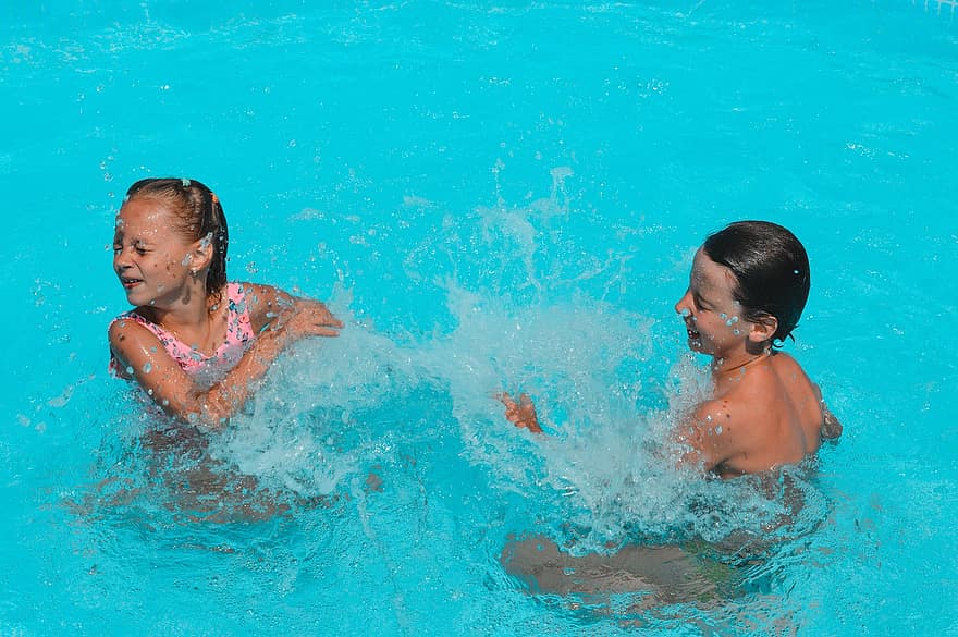 vasarā, bērni, baseins, peldēt, brīvdienas, vasarā. \ t, bērns, laime, bērnībā, izklaide, ūdens
