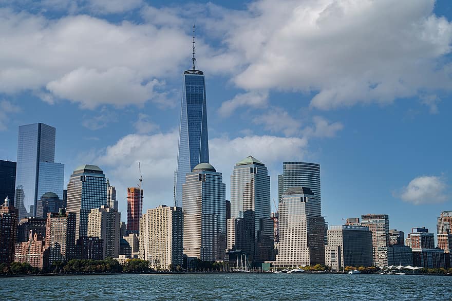 new york, by, hav, bygninger, skyskrabere, skyline, moderne, rejsemål, ocean, Bugt, bybilledet