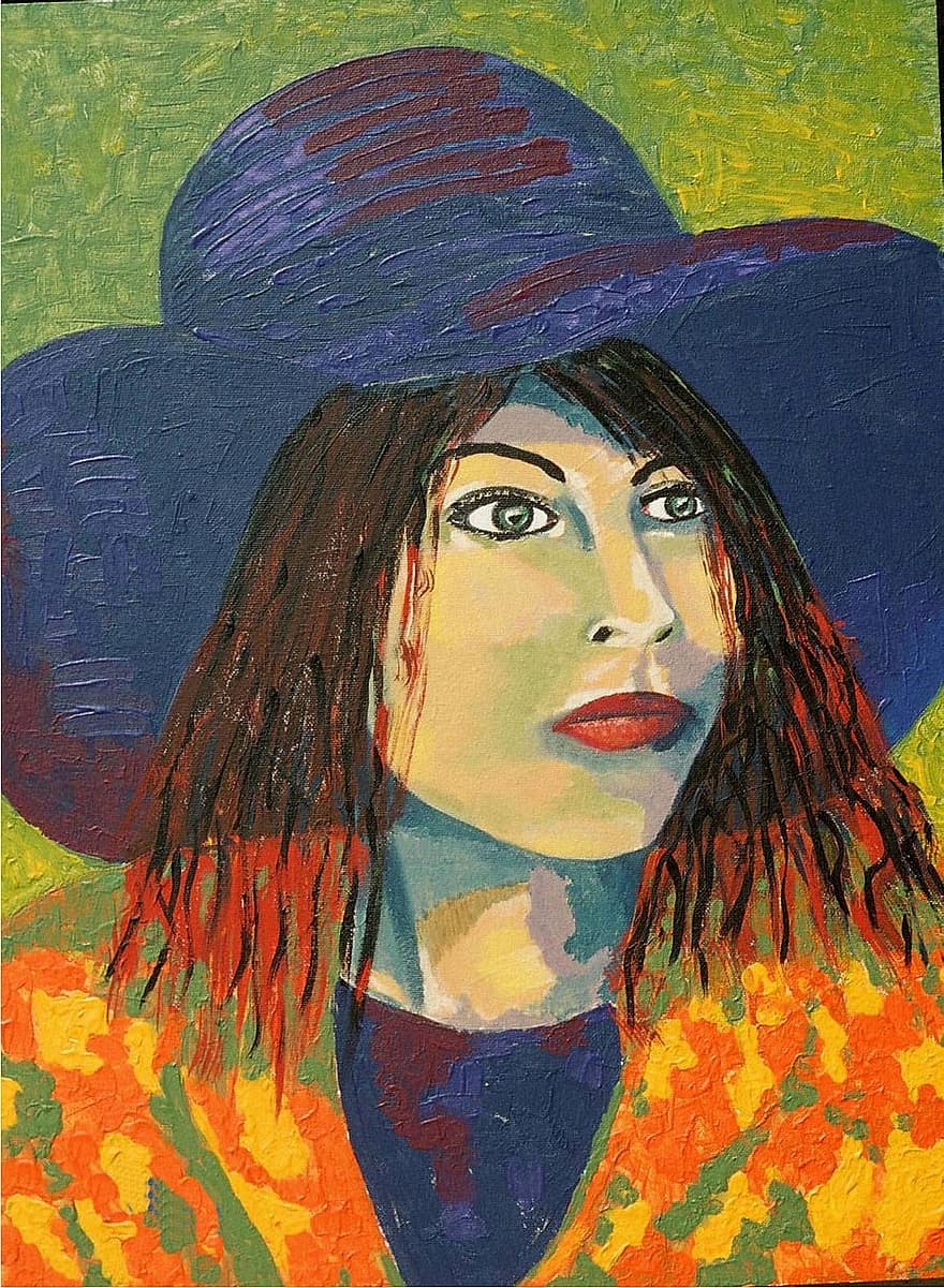 Gleznota sieviete, audekls, eļļas krāsas