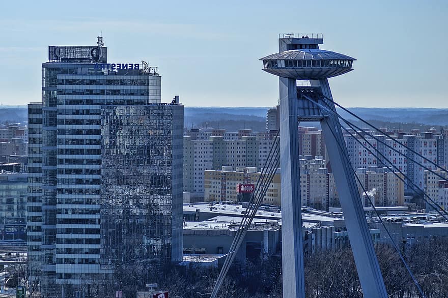 bratislava, Menara Ufo, kota, bangunan, menara, struktur, Arsitektur, gedung pencakar langit, pusat kota, urban