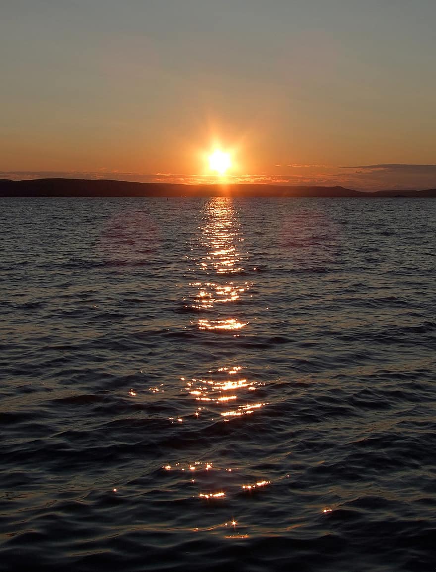 puesta de sol, ligero, lago balaton, turismo, panorama, al aire libre, junto al lago, frente al mar
