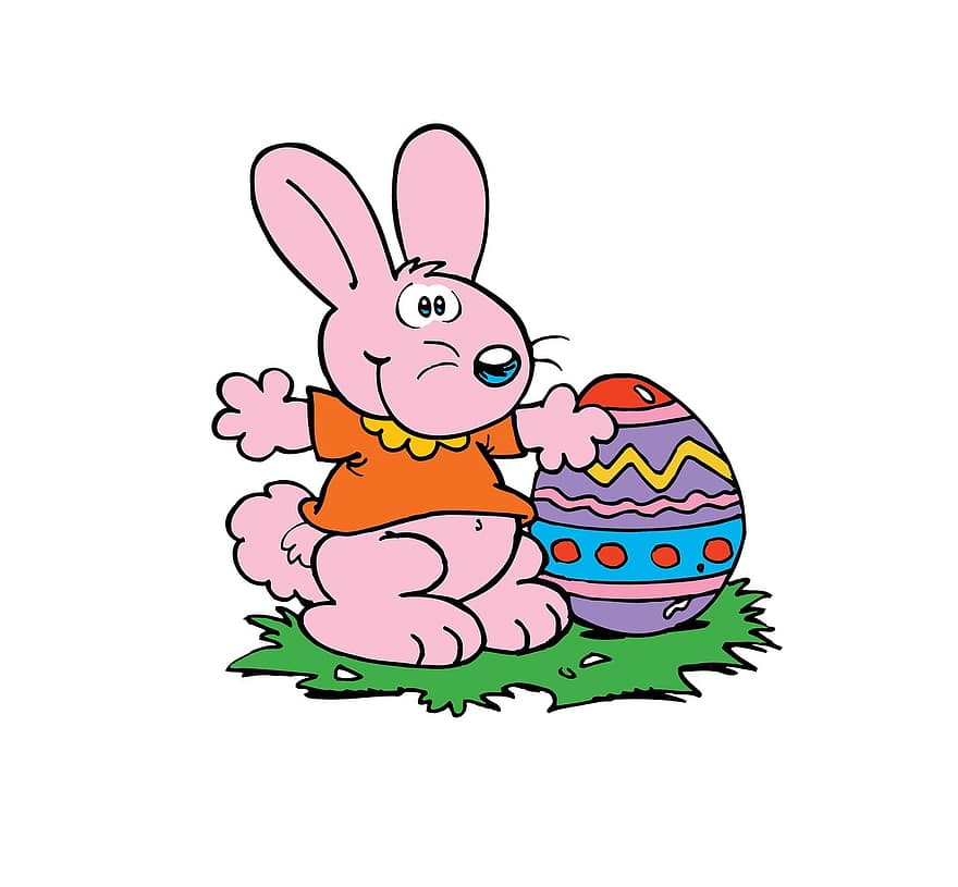 kanin, tegneserie, æg, påske, sjov, lykkelig