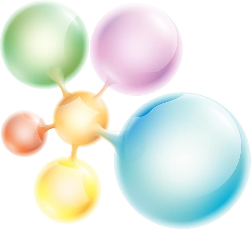 ô, nguyên tử, phân tử, sinh học, trái bóng, quả cầu, màu sắc