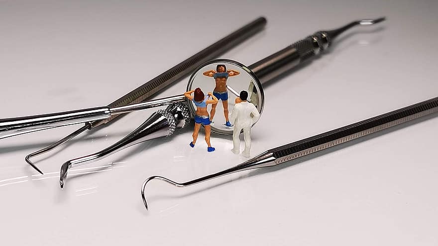 Miniature Figures, Dental Instruments, Mouth Mirror, Reflection, Mirror, Toys, Miniature, Small, Dentistry, Dental Care, Medical