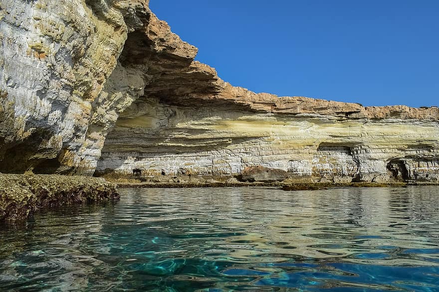 Ciprus, cape greco, óceán, szikla, tájkép, természet, geológia