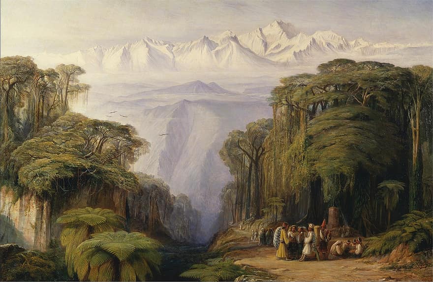 Edward Lear, Kunst, künstlerisch, Malerei, Öl auf Leinwand, Landschaft, Himmel, Wolken, Bäume, Natur, draußen