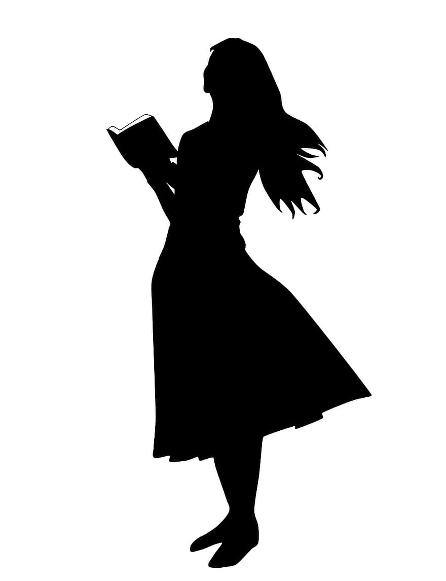 Vrouw die de Bijbel leest, illustratie