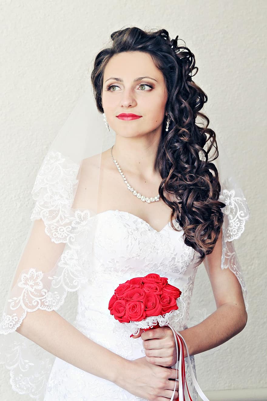 Wedding, Love, Marriage, Bride, Groom, Woman, Dress, Red, Together, women, beauty