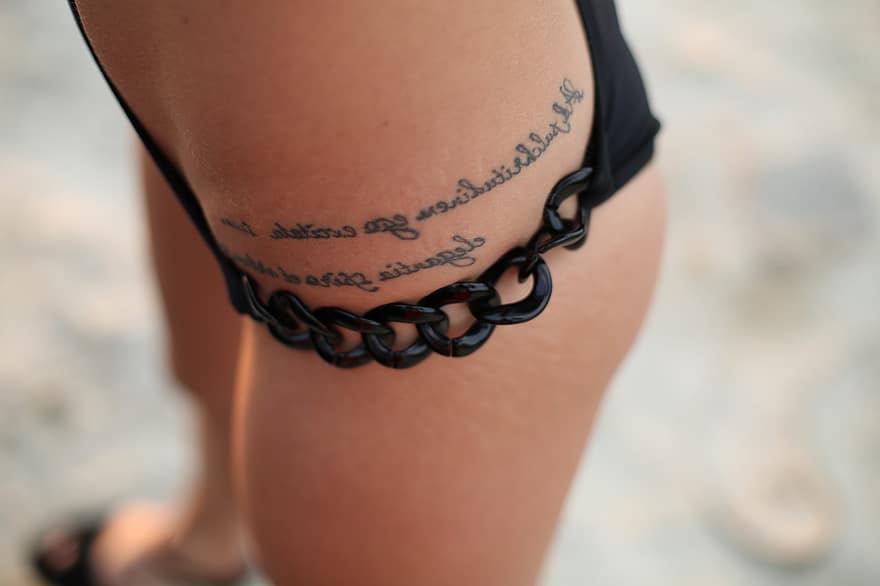 dívka, máňa, tetování, nádherná dívka, pláž
