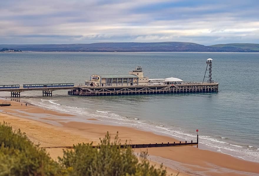 Pier, Beach, Bournemouth Pier, Sea, Ocean, Seaside, Coast, Landmark, Dorset, England, Uk