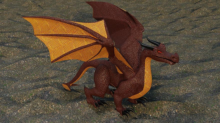 Drago rosso, 3d Mockup, folclore, Rendering 3D