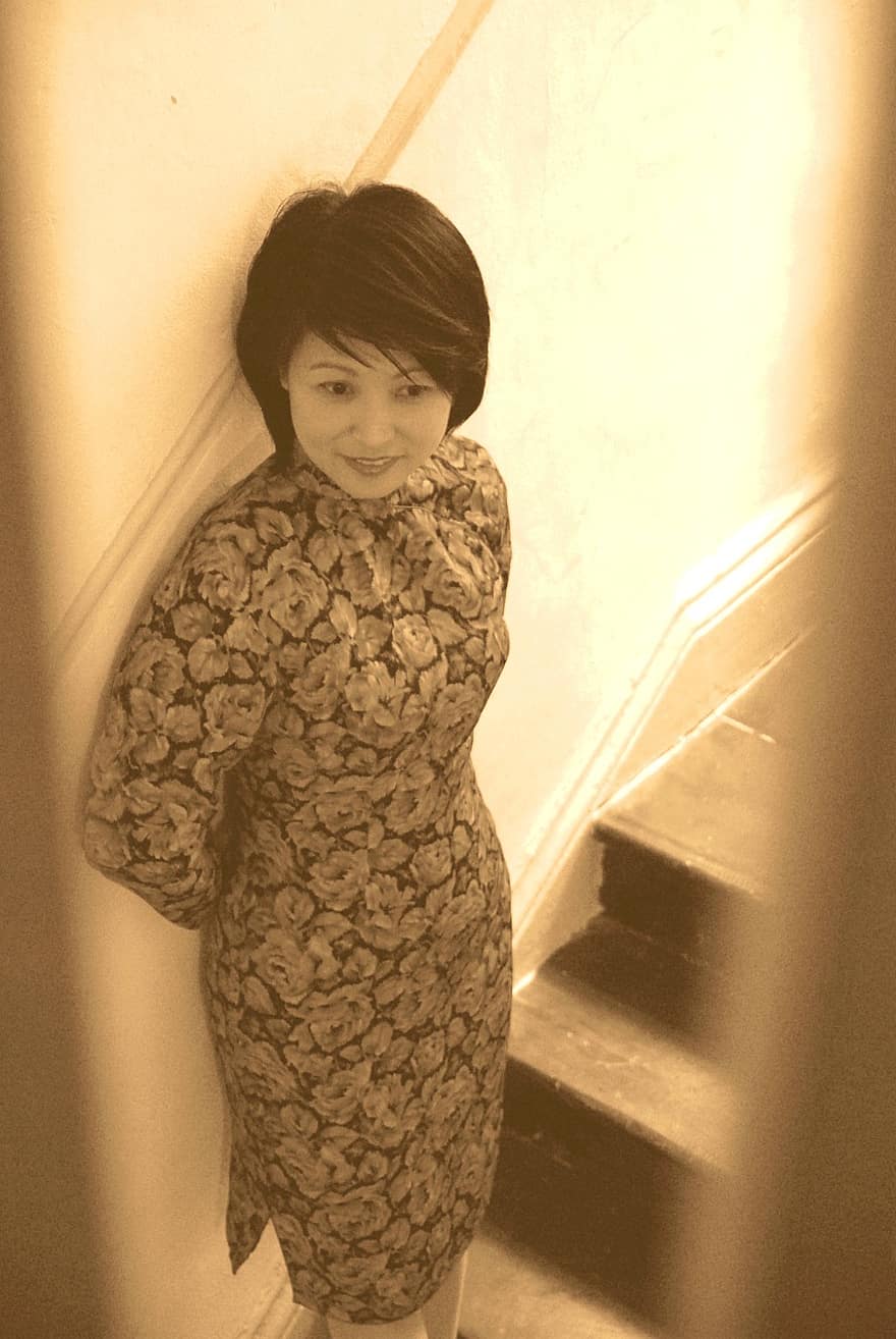 Frau, Qipao, cheongsam, Vintage Kleid, asiatisch