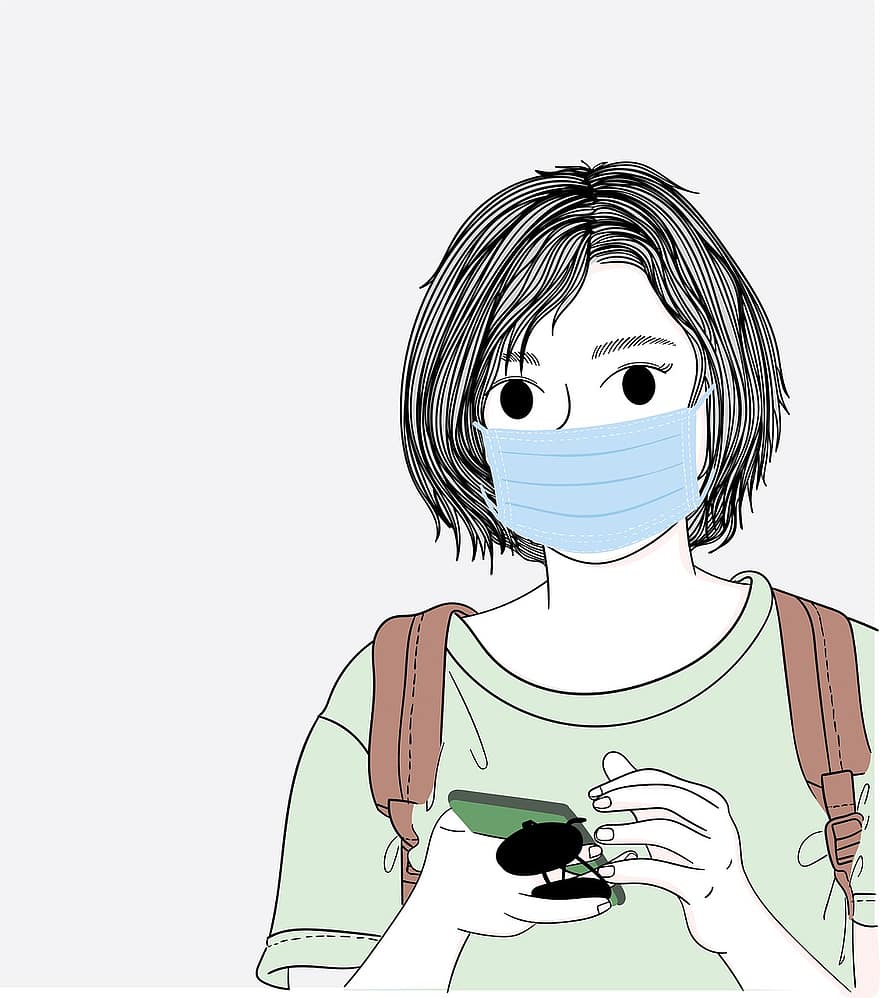Kadın, yüz maskesi, kovid-19, koronavirüs, hastalık, maskelemek, koruma, önleme, tıbbi, salgın, kız