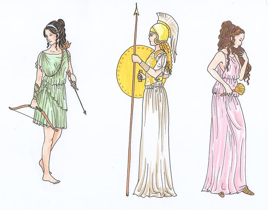 mytologi, guder, gudinde, Gud, olympus, antikken, Grækenland, Aphrodite, Venus, athena, minerva