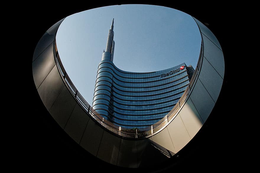 milan, ēka, gratte ciel, tornis, postmoderns, arhitektūra, Porta-nuova, Itālija