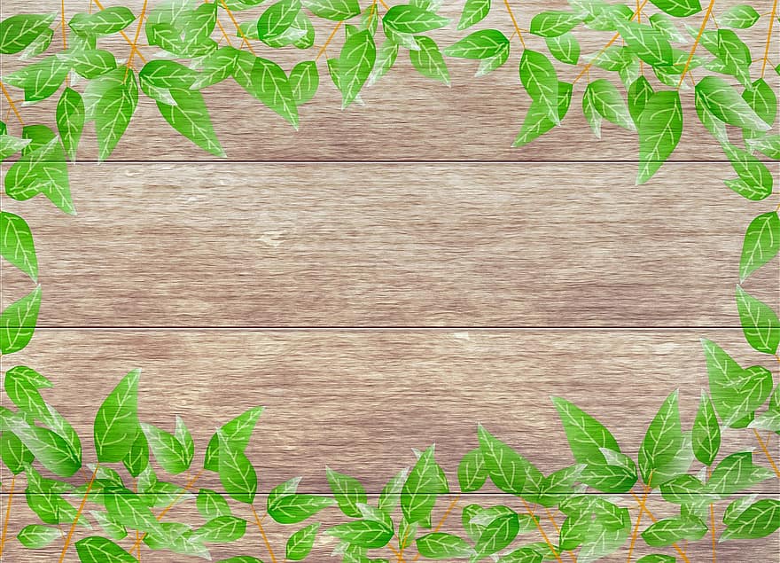 Paper digital de fusta, fulles verdes, fons de fusta, fusta, vermell, fulles, primavera, estiu, flor, jardineria, temporada