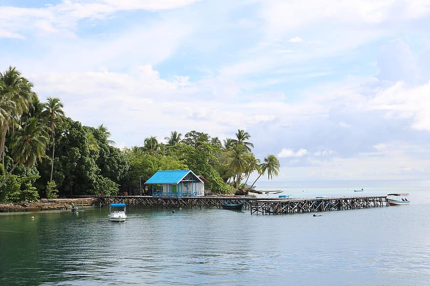 Hütte, Raja Ampat, indonesisch, Papua, piaynemo, Landschaft, Meer, Ozean, Urlaub, Inseln, Wellen