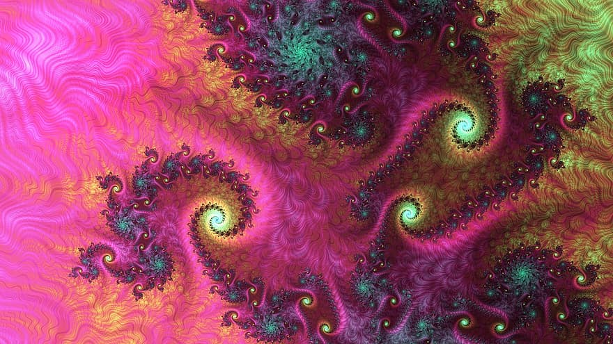fractals, abstract, kunst, roze, storm, spiraal, draaikolk, cycloon, maalstroom, patroon, artwork