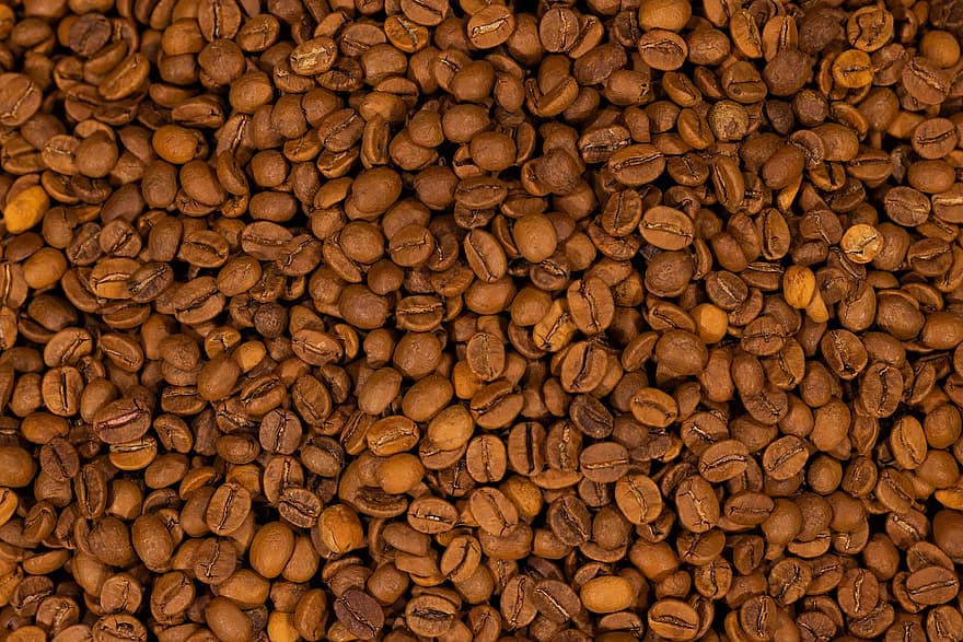 koffie, koffiebonen, cafeïne, detailopname, achtergronden, patroon, versheid, voedsel, zaad, Boon, fijnproever
