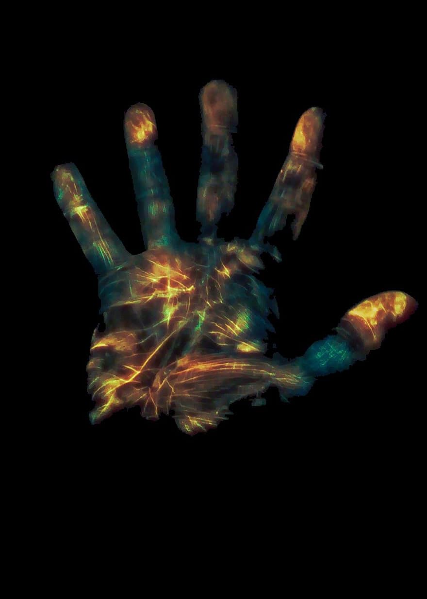 Life Line, Luminous Touch, Energy, Surreal, Fantasy, Hand, Hands, Super Power, Electrified, Forces, Veins