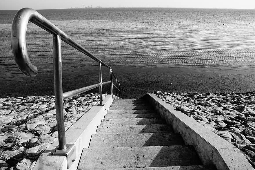 стълбище, ватово море, Северно море, отлив, море, плаж