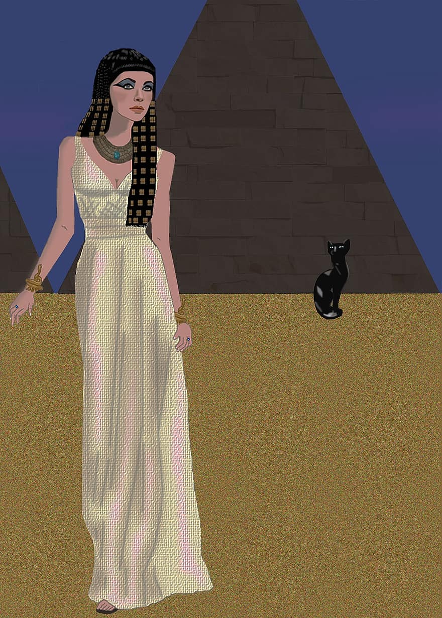 egyptiska pyramiderna, kvinna, sand