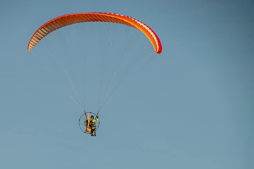 paragliding, spadochron, niebo, paralotnia, latający, lot, przygoda, sport