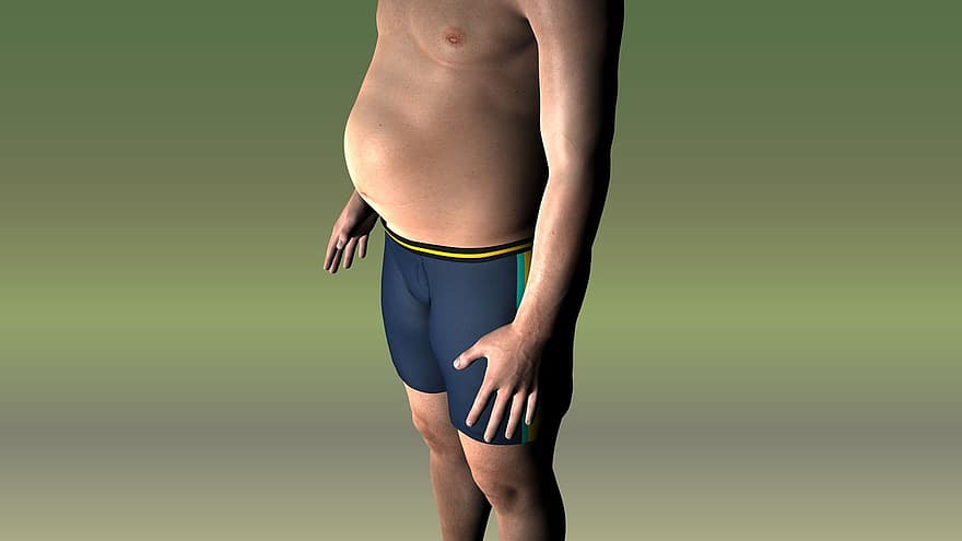 hombre, vientre, grueso, obesidad, hombre barriga, de cerca, gran bauch
