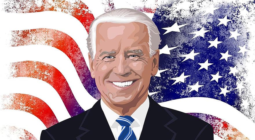 Joe Biden, Präsident, amerikanische Flagge, Porträt, Flagge, Politik, amerikanisch, Vereinigte Staaten von Amerika, Amerika, Obama, Trumpf