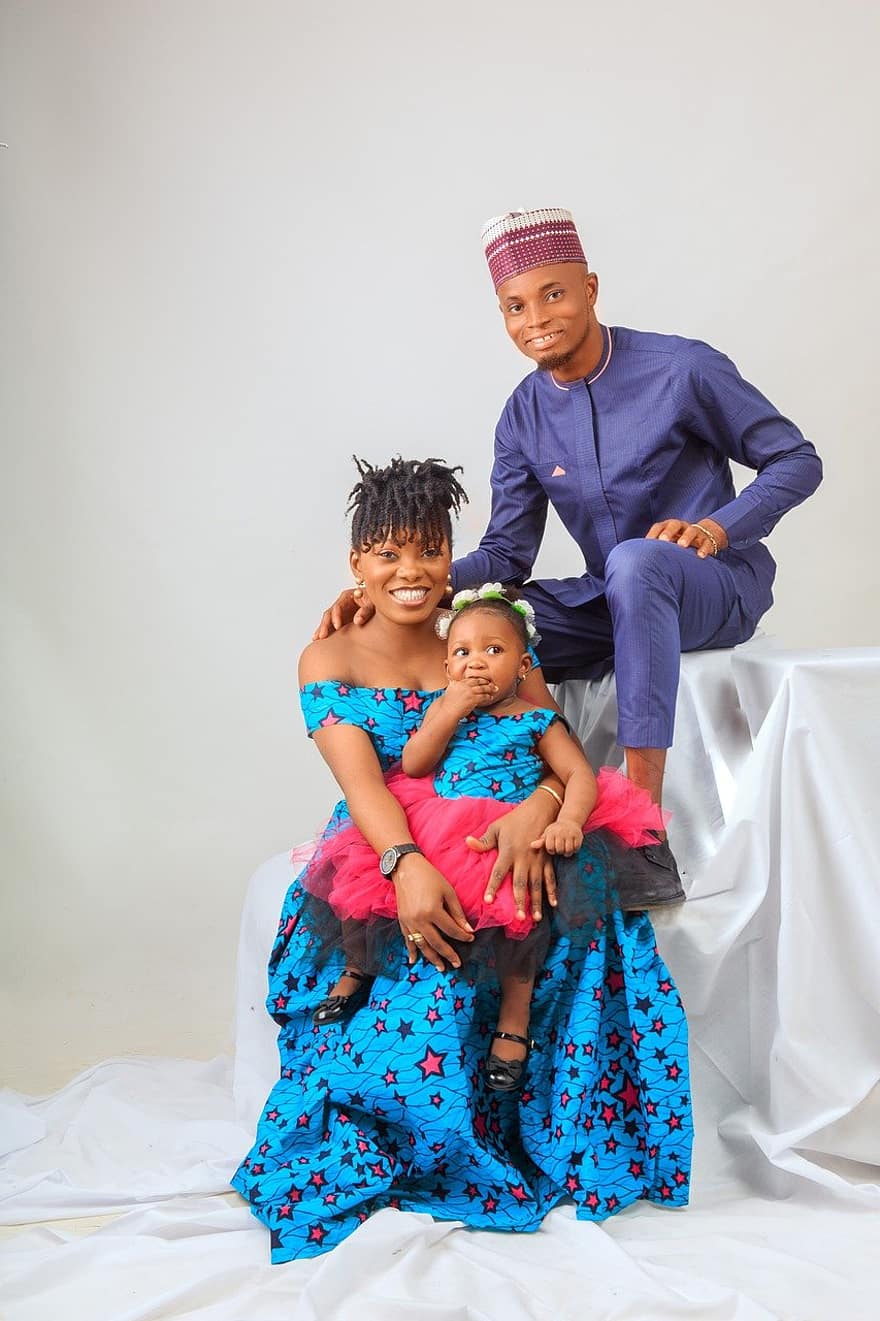 Family Portrait, Family, Happy, Relationship, Parents, Daughter, Traditional Wear