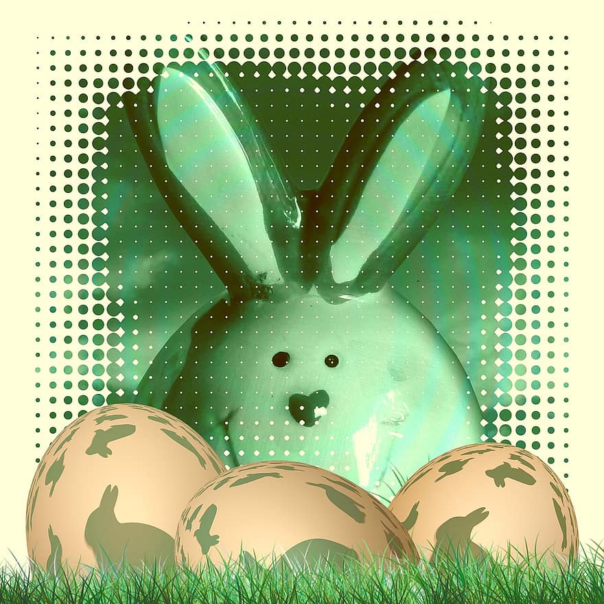 liebre, conejo de Pascua, huevo, motivo, Pascua de Resurrección, hierba, divertido, huevos de Pascua